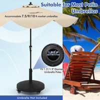 24kg Round Resin Umbrella Base, Rattan Designed Outdoor Umbrella Stand W/Lockable Wheels