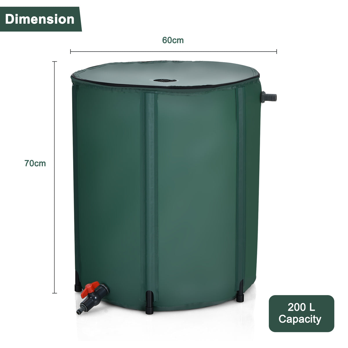 200L/225L Collapsible Rain Barrel, Water Storage Container