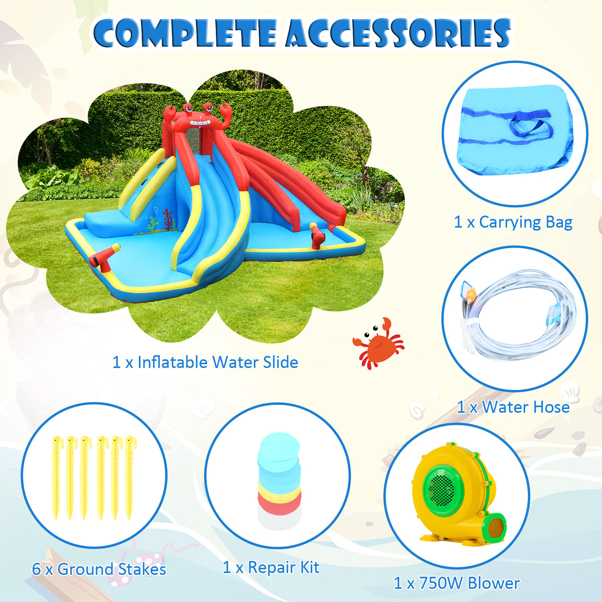 Inflatable Water Slide with Climbing Wall