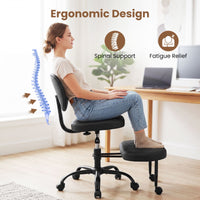 Ergonomic Cross Legged Office Chair with Wheels and Height Adjustable Seat