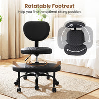 Ergonomic Cross Legged Office Chair with Wheels and Height Adjustable Seat