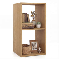 Open Back 2-tier Bookshelf 2-Cube Bookcase Home Free-standing Storage Unit