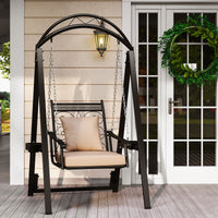 Outdoor Porch Swing Removable Cushions and Side Tables for Garden Balcony Poolside