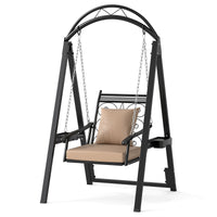 Outdoor Porch Swing Removable Cushions and Side Tables for Garden Balcony Poolside