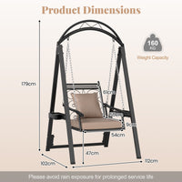 Outdoor Porch Swing Removable Cushions and Side Tables for Garden Balcony Poolside