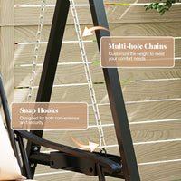 Outdoor Porch Swing Removable Cushions and Side Tables for Garden Balcony Poolside