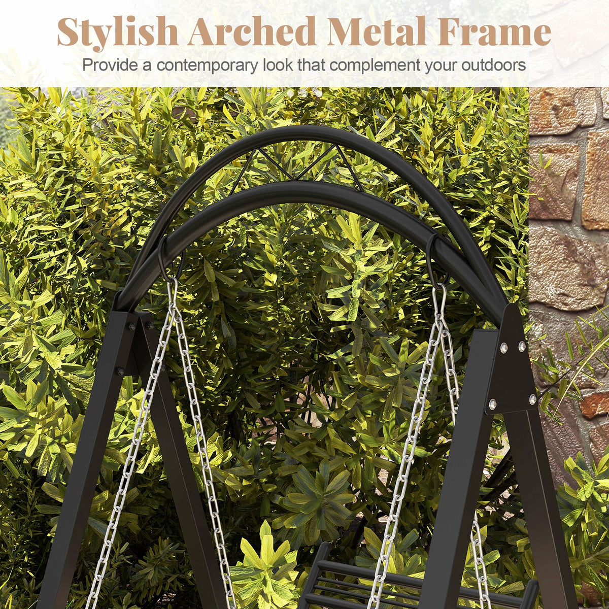 Outdoor Porch Swing Removable Cushions and Side Tables for Garden Balcony Poolside