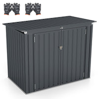 Outdoor Trash Can Storage Shed with Double Openings 2 Doors and Galvanized Frame