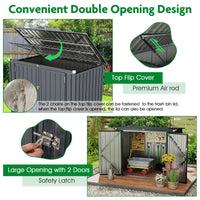 Outdoor Trash Can Storage Shed with Double Openings 2 Doors and Galvanized Frame