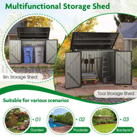 Outdoor Trash Can Storage Shed with Double Openings 2 Doors and Galvanized Frame