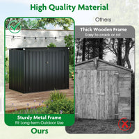 Outdoor Trash Can Storage Shed with Double Openings 2 Doors and Galvanized Frame