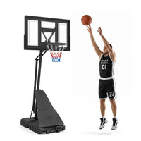 2.35-3.05 m Adjustable Basketball Hoop with Backboard and Portable Wheels