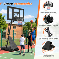 2.35-3.05 m Adjustable Basketball Hoop with Backboard and Portable Wheels