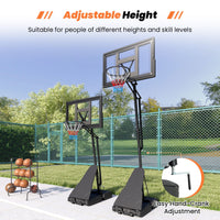 2.35-3.05 m Adjustable Basketball Hoop with Backboard and Portable Wheels