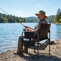 Heavy Duty Camping Chair with Cup Holder Side Pocket and Shelf for Adults