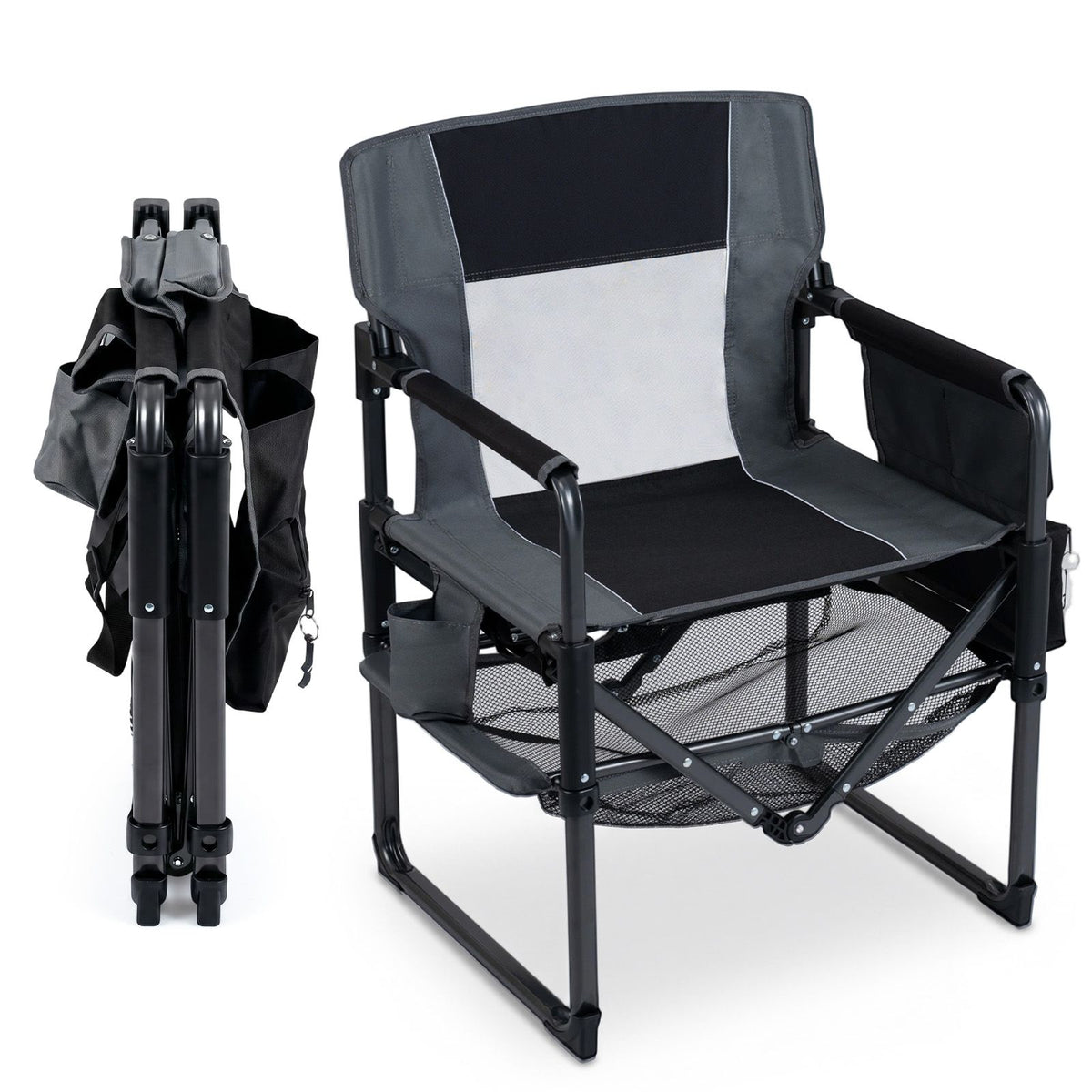 Heavy Duty Camping Chair with Cup Holder Side Pocket and Shelf for Adults