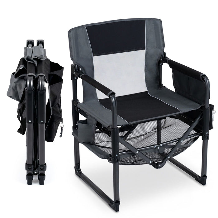 Heavy Duty Camping Chair with Cup Holder Side Pocket and Shelf for Adults