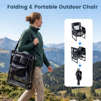 Heavy Duty Camping Chair with Cup Holder Side Pocket and Shelf for Adults