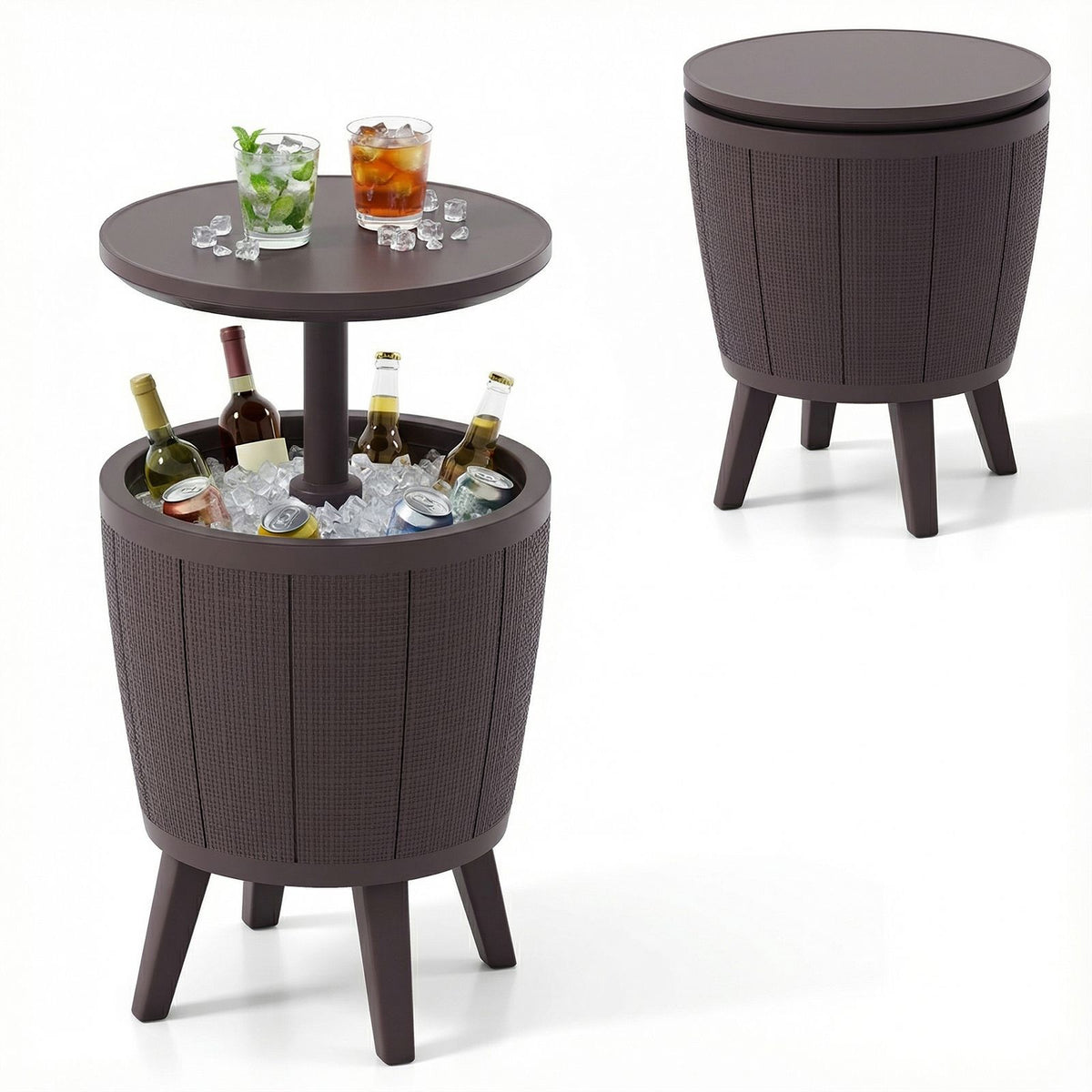 Outdoor Cool Cocktail Bar Table with Lift-Top and Drainage Plug