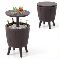 Outdoor Cool Cocktail Bar Table with Lift-Top and Drainage Plug