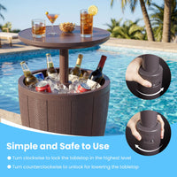 Outdoor Cool Cocktail Bar Table with Lift-Top and Drainage Plug