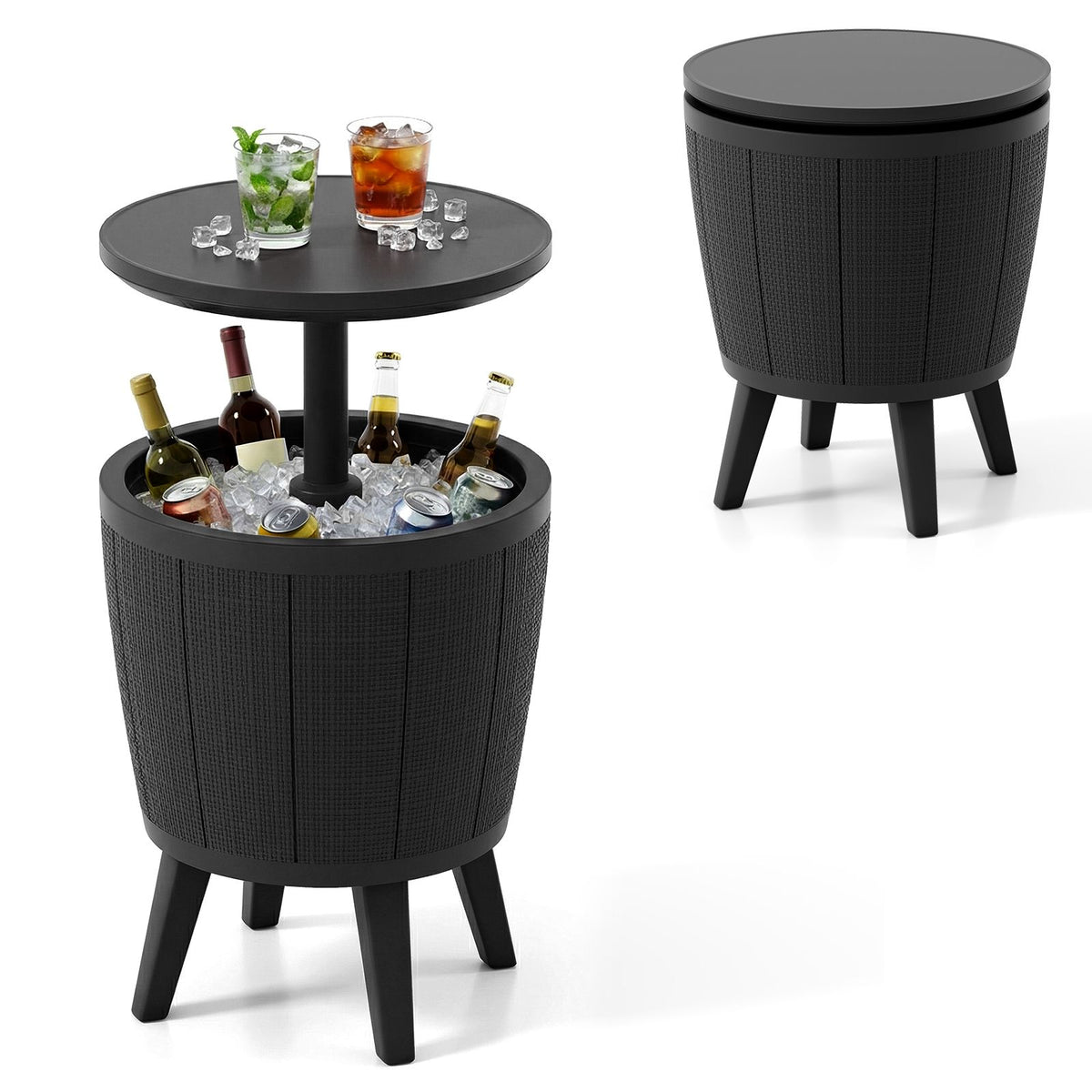 Outdoor Cool Cocktail Bar Table with Lift-Top and Drainage Plug