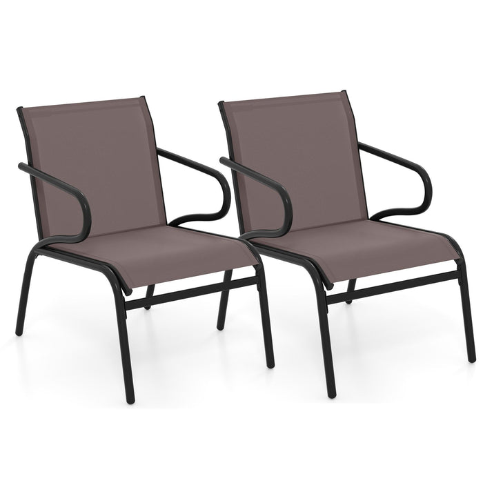 Outdoor Dining Chairs Set of 2 Patio Chairs with Ergonomic Backrest