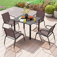 Outdoor Dining Chairs Set of 2 Patio Chairs with Ergonomic Backrest