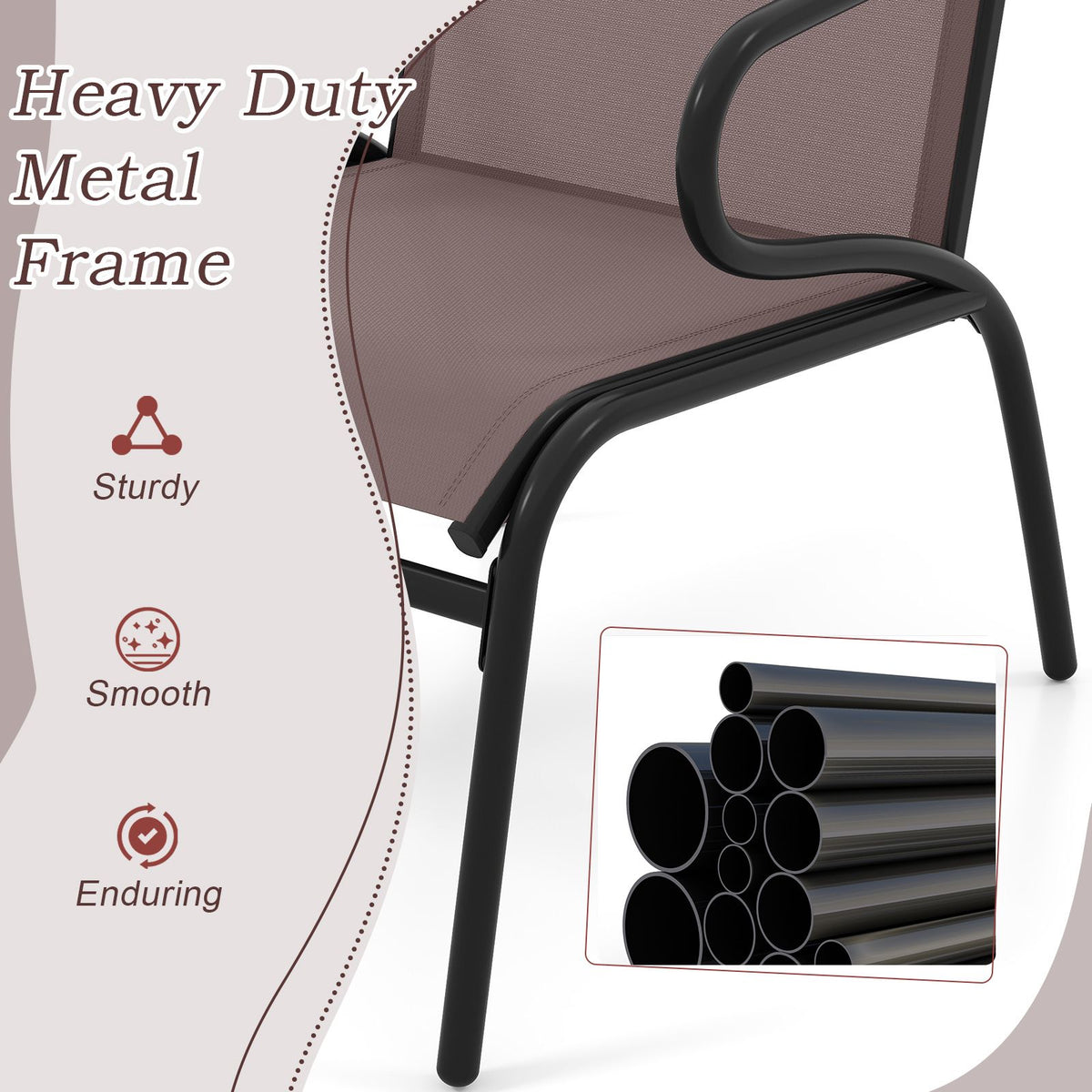 Outdoor Dining Chairs Set of 2 Patio Chairs with Ergonomic Backrest