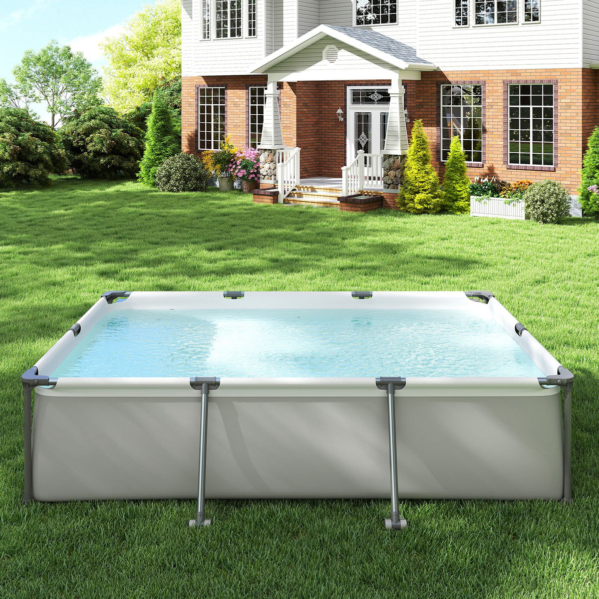 Outdoor Family Swimming Pool with Metal Frame and Multi-layer PVC