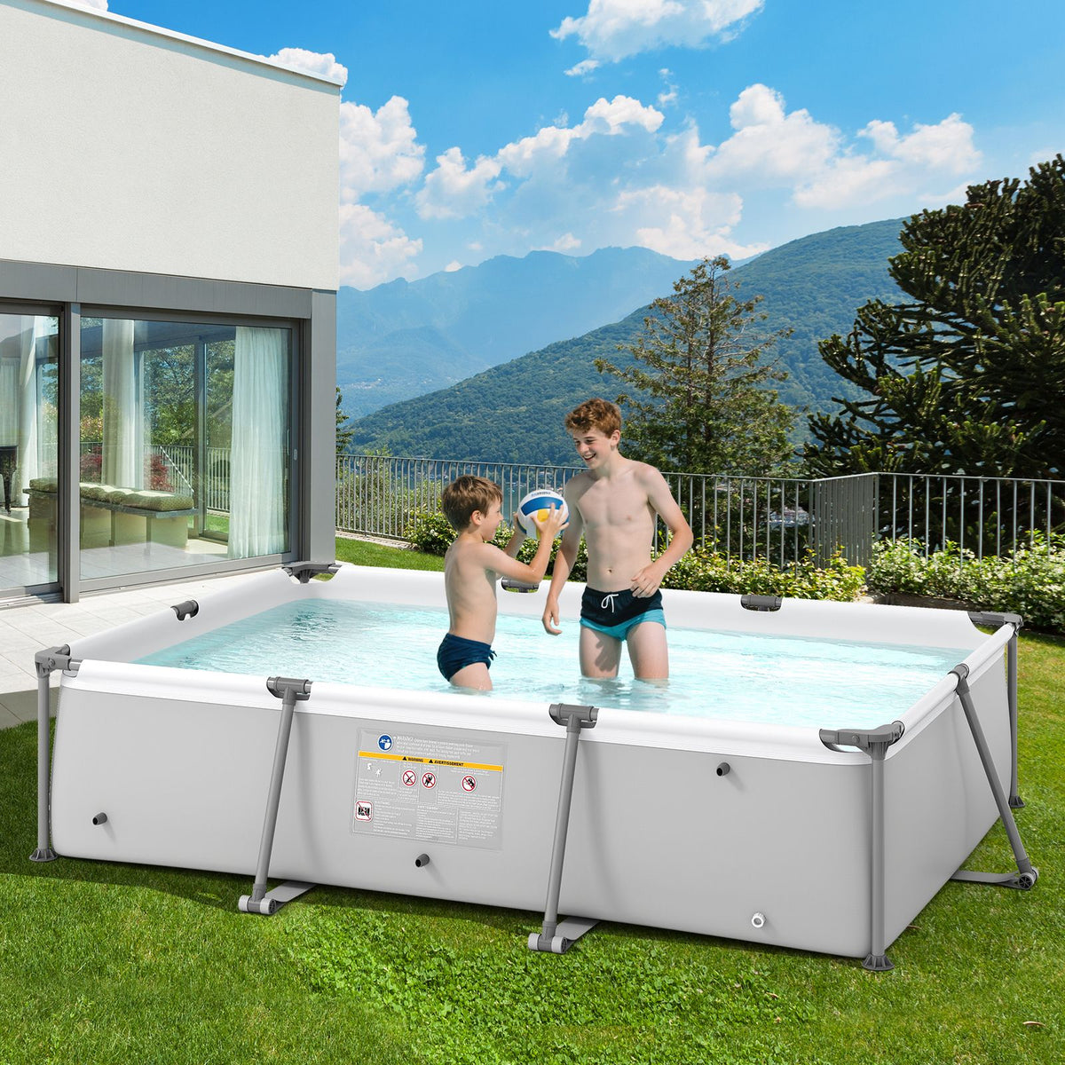 Outdoor Family Swimming Pool with Metal Frame and Multi-layer PVC