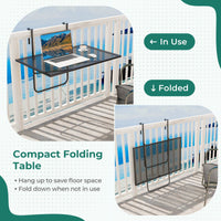 Outdoor Folding Balcony Railing Table with Metal Frame