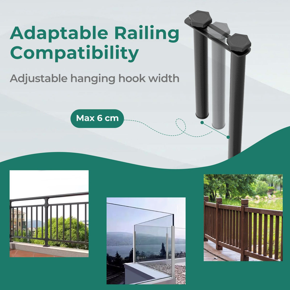 Outdoor Folding Balcony Railing Table with Metal Frame