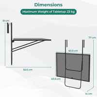 Outdoor Folding Balcony Railing Table with Metal Frame