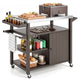 Outdoor Grill Cart with Storage Cabinet Shelves and Stainless Steel Top