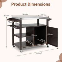 Outdoor Grill Cart with Storage Cabinet Shelves and Stainless Steel Top
