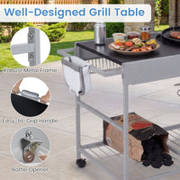 Outdoor Grill Table with Wire Rack for 46/56cm Kettle Charcoal Grill