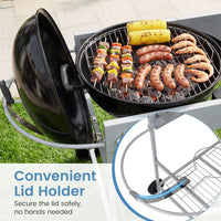 Outdoor Grill Table with Wire Rack for 46/56cm Kettle Charcoal Grill