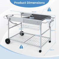 Outdoor Grill Table with Wire Rack for 46/56cm Kettle Charcoal Grill