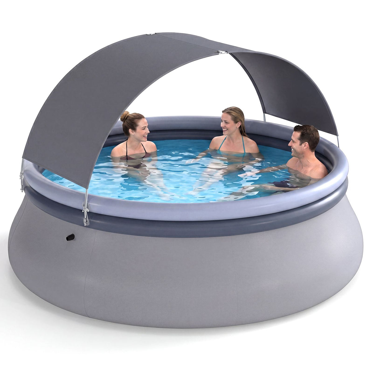 Round Inflatable Outdoor Swimming Pool with Sunshade Canopy