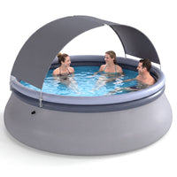 Round Inflatable Outdoor Swimming Pool with Sunshade Canopy