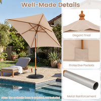 Rectangular Patio Umbrella with 3 Heights Push Button Tilt and Pulley Lift