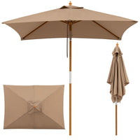 Rectangular Patio Umbrella with 3 Heights Push Button Tilt and Pulley Lift