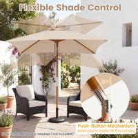 Rectangular Patio Umbrella with 3 Heights Push Button Tilt and Pulley Lift