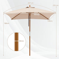 Rectangular Patio Umbrella with 3 Heights Push Button Tilt and Pulley Lift