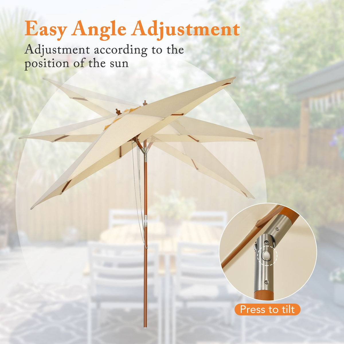 2.7M/3M Outdoor Patio Umbrella with 8 Ribs and Air Vent