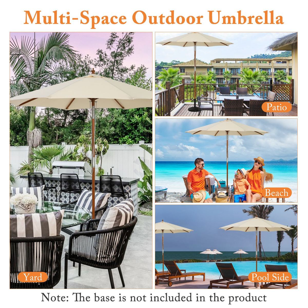 2.7M/3M Outdoor Patio Umbrella with 8 Ribs and Air Vent