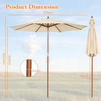 2.7M/3M Outdoor Patio Umbrella with 8 Ribs and Air Vent