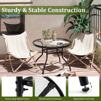 Outdoor Round Bistro Table with Tempered Glass Top and 4.2cm Umbrella Hole