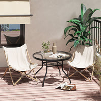 Outdoor Round Bistro Table with Tempered Glass Top and 4.2cm Umbrella Hole
